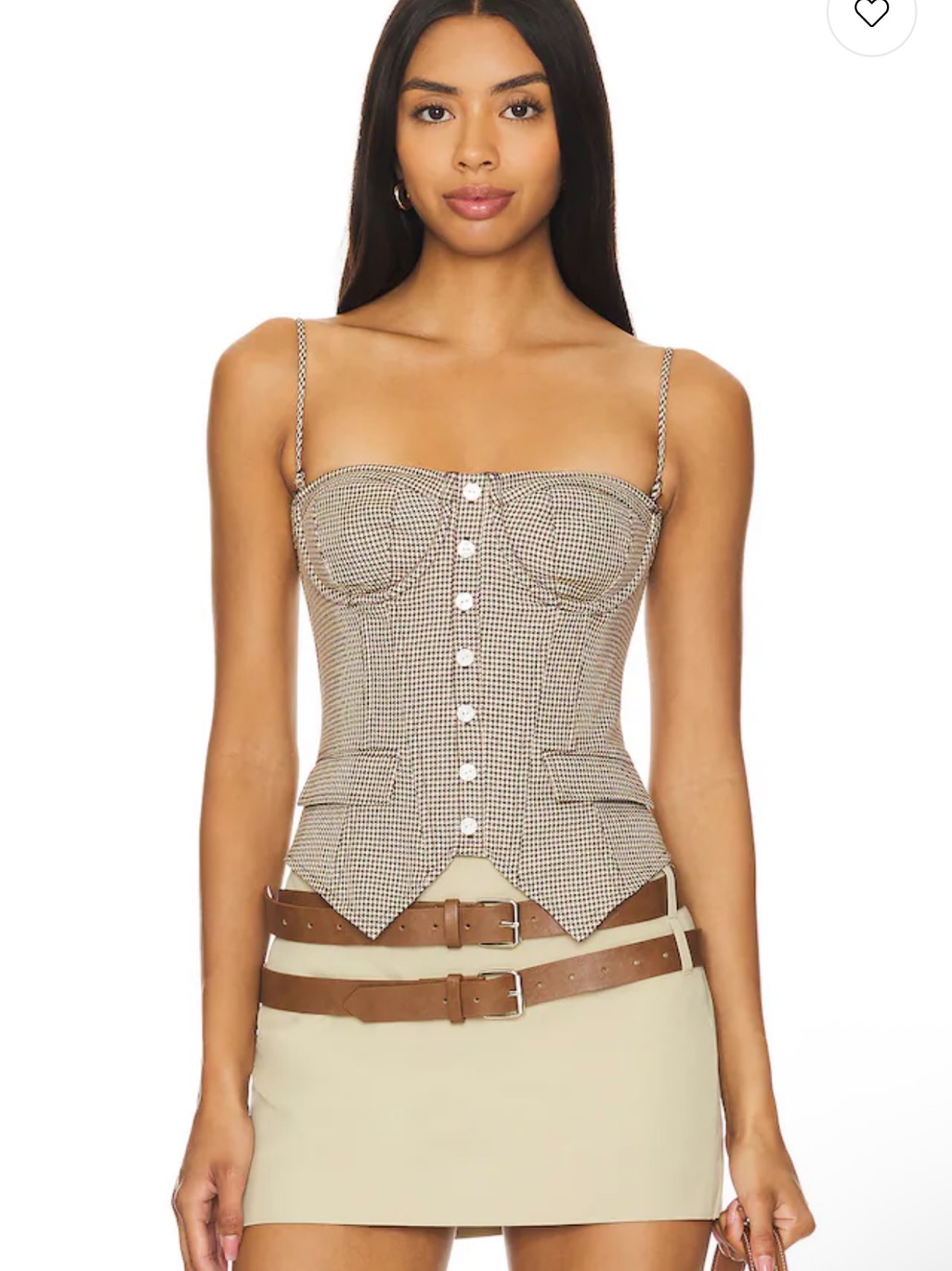 Checked Bustier Corset Camisole In Beige